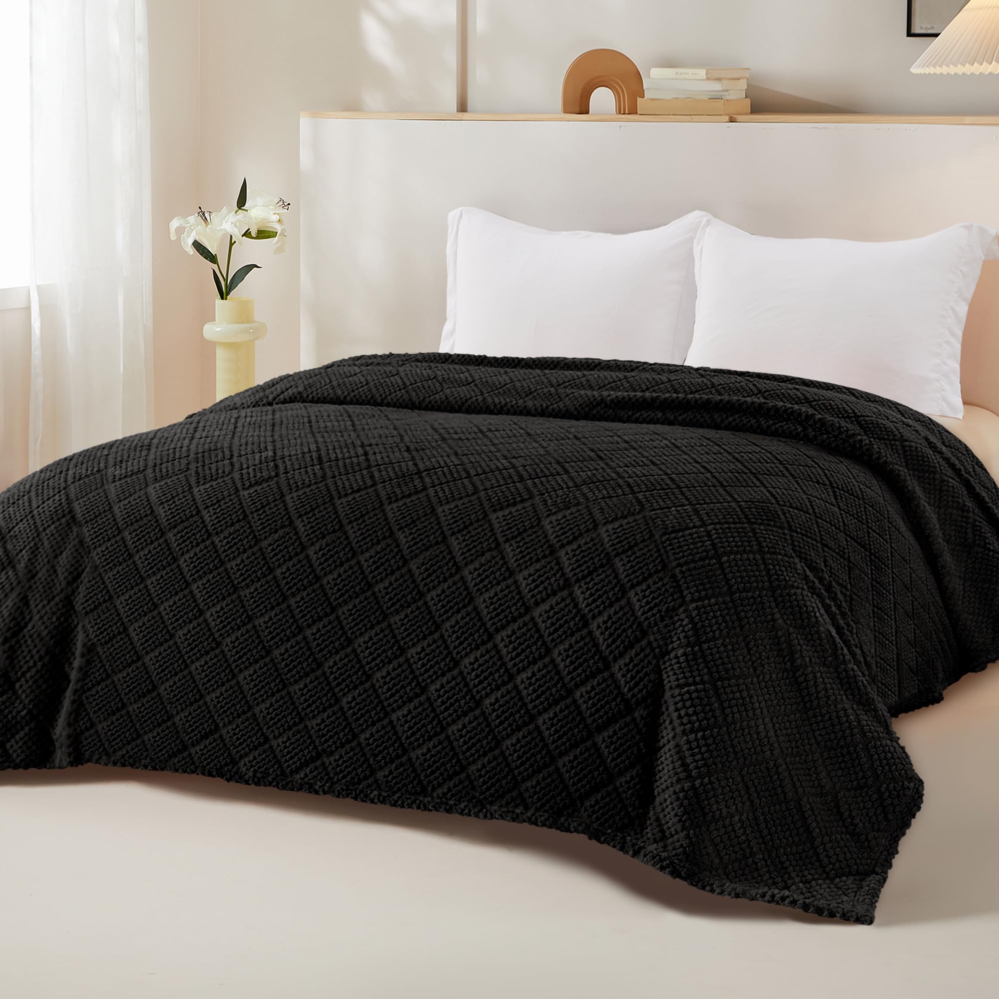 Whale Flotilla Fuzzy Fleece Double Size Blanket for Bed 150x200 CM Soft Fluffy Jacquard Waffle Blankets for All Season Lightweight and Warm - Image 3