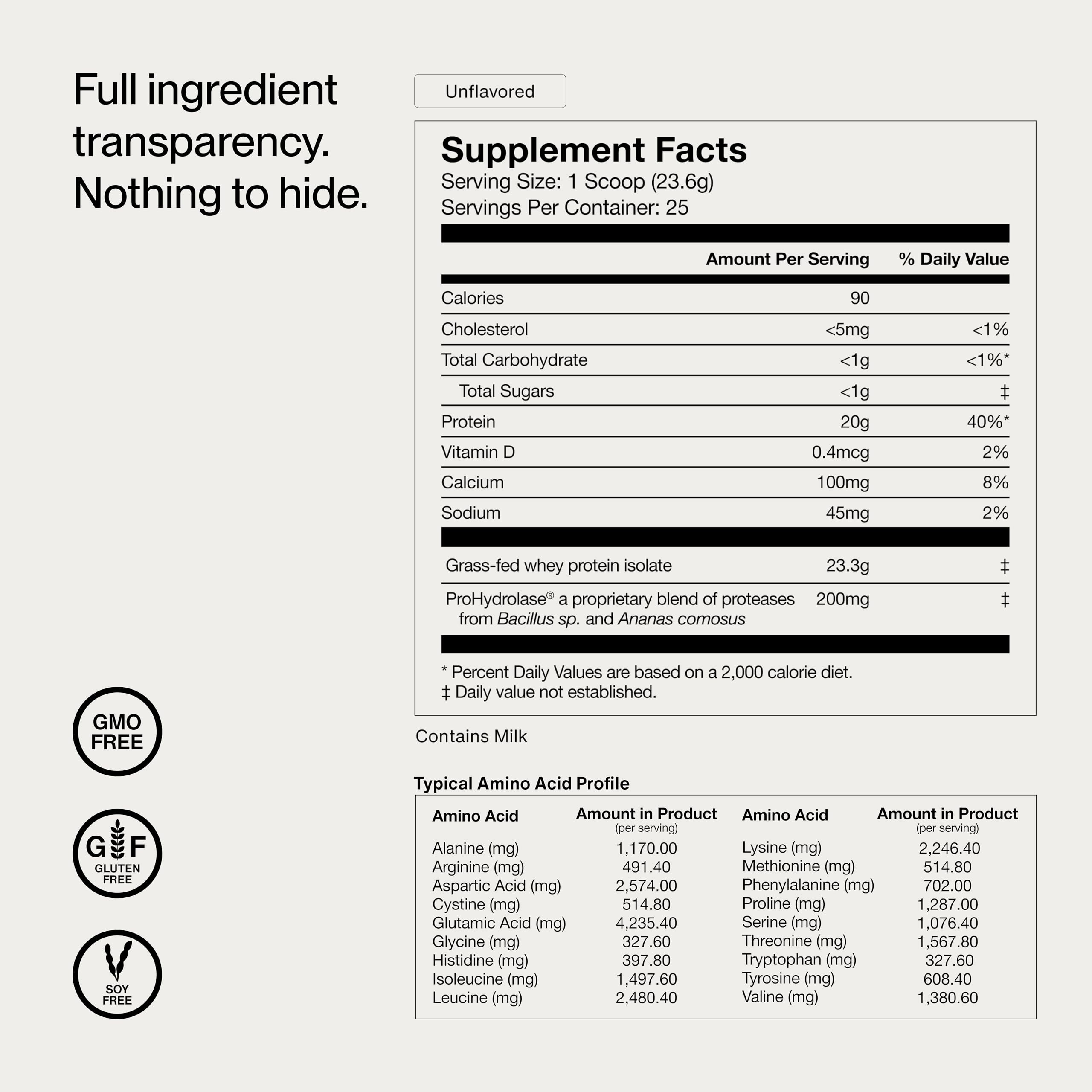 Momentous Essential Grass-Fed Whey Protein Powder - 20 g Whey Isolate Protein - NSF Certified for Sport - Gluten-Free - 24 Servings for Essential Everyday Use - Unflavored - Package May Vary