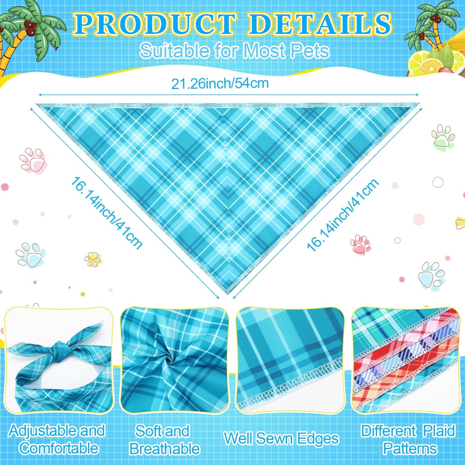 200 Pcs Dog Bandana Bulk Spring Summer Hawaii Pet Party Bandana Scarf Adjustable Puppy Kerchief Triangle Bibs Holiday Grooming Supplies for Small Medium Dogs Cat Costume Accessory Outfit(Lattice)