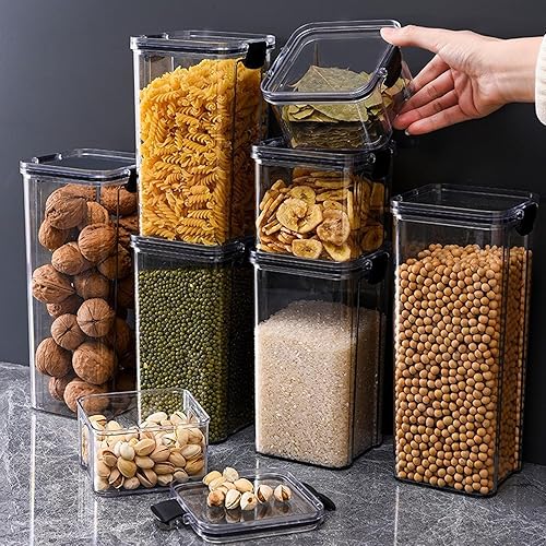 Miniatura 5 de Tarro de almacenamiento de alimentos, recipientes apilables de cocina, cinco opciones de capacidad, recipientes de almacenamiento de alimentos de