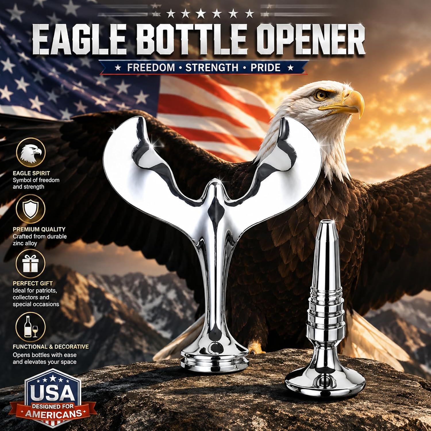 Balancing Bird:Scientific Decoration,Beer Bottle Openers,Wine Bottle Opener, Eagle Tabletop Decoration(Stainless Steel) image 2