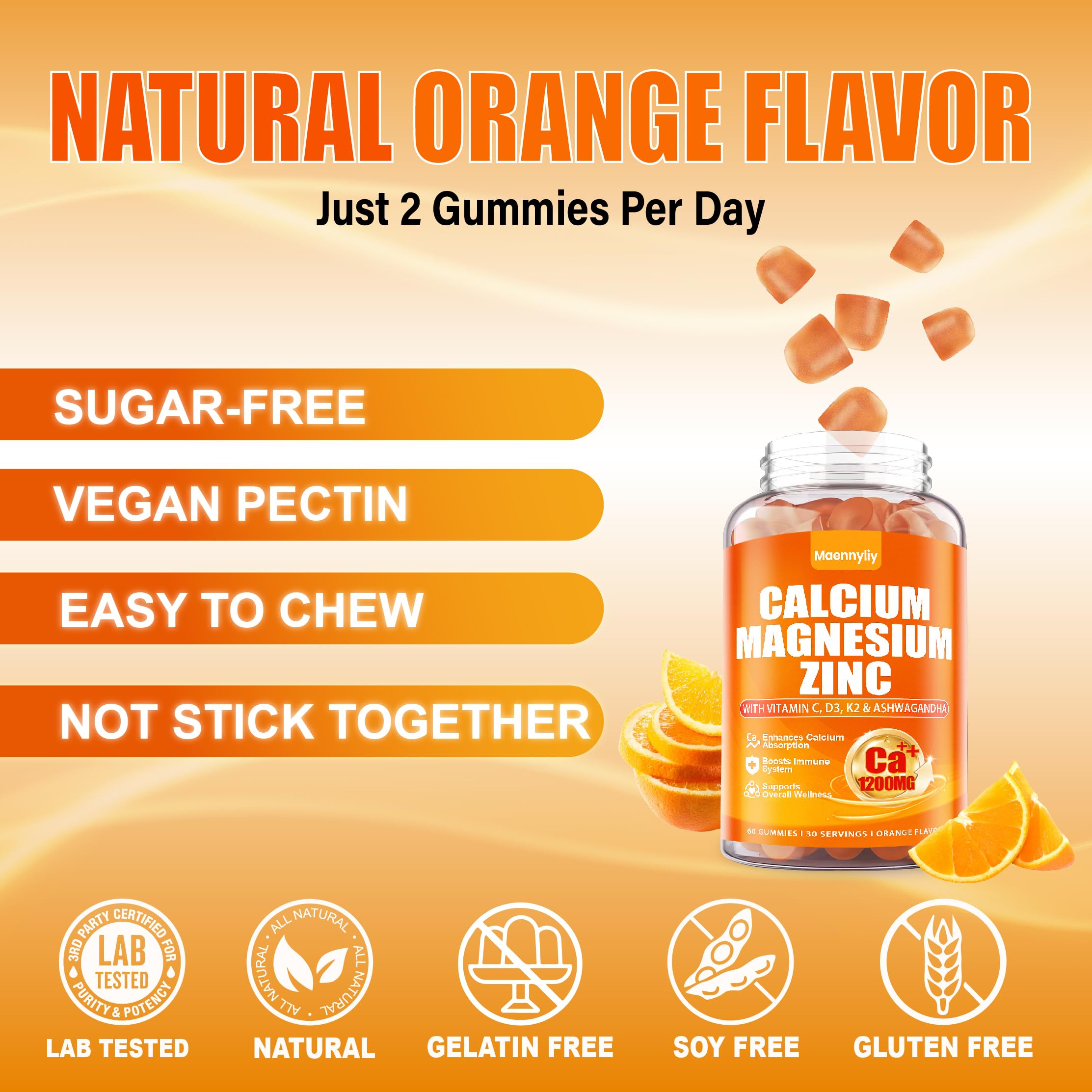 Calcium 1200 mg with Vitamin D3 for Adults - Calcium Citrate Gummies — Amazon image 6