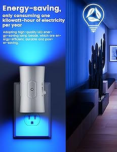 fesnne Night Light, LED Night Lights Plug into Wall 2 Pack Blue 0-100LM Adjustable Brightness Light Sensor Plug in Night Light for Hallway, Bathroom, Adult
