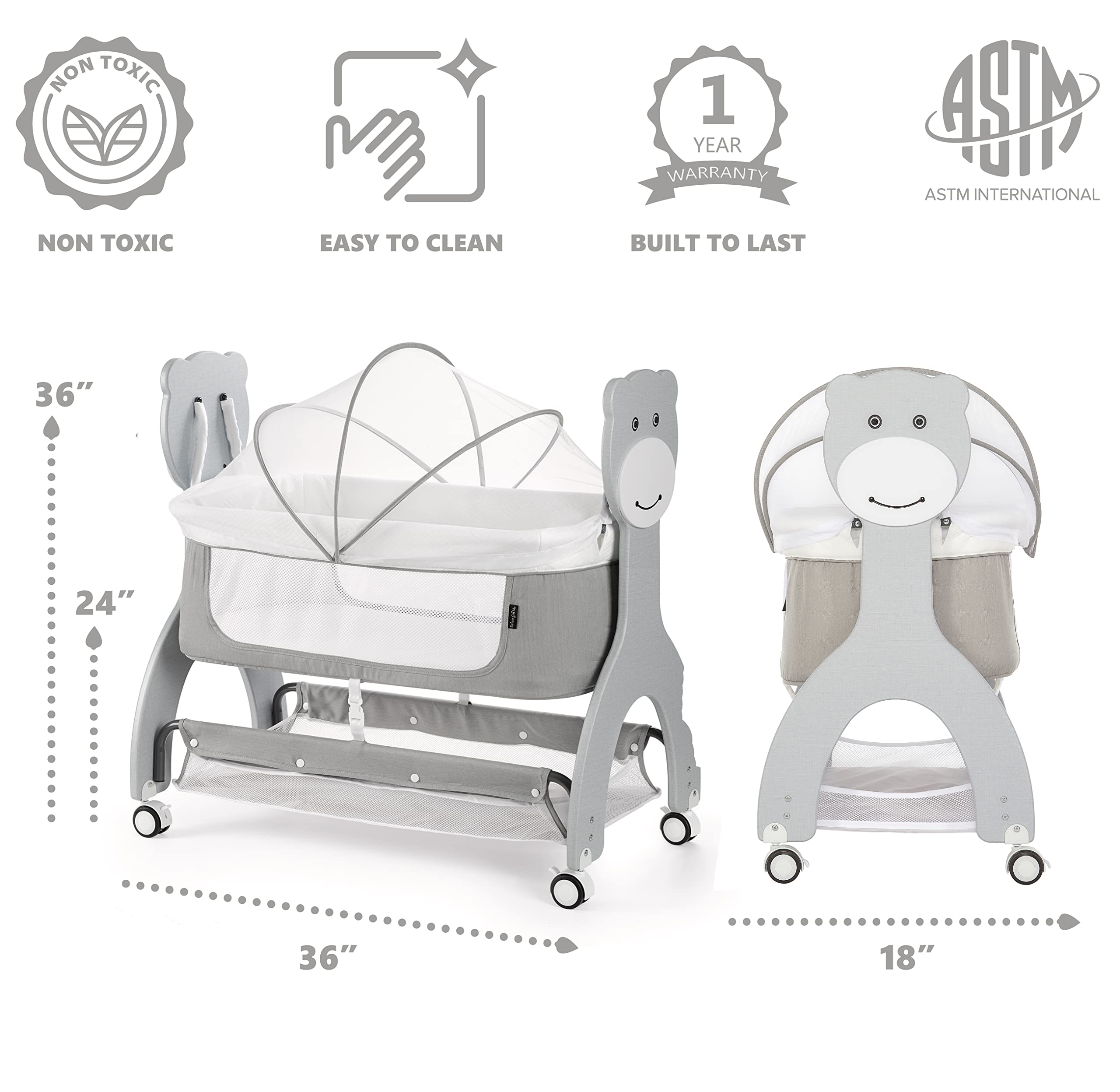 Dream on Me Cub Portable in Grey
