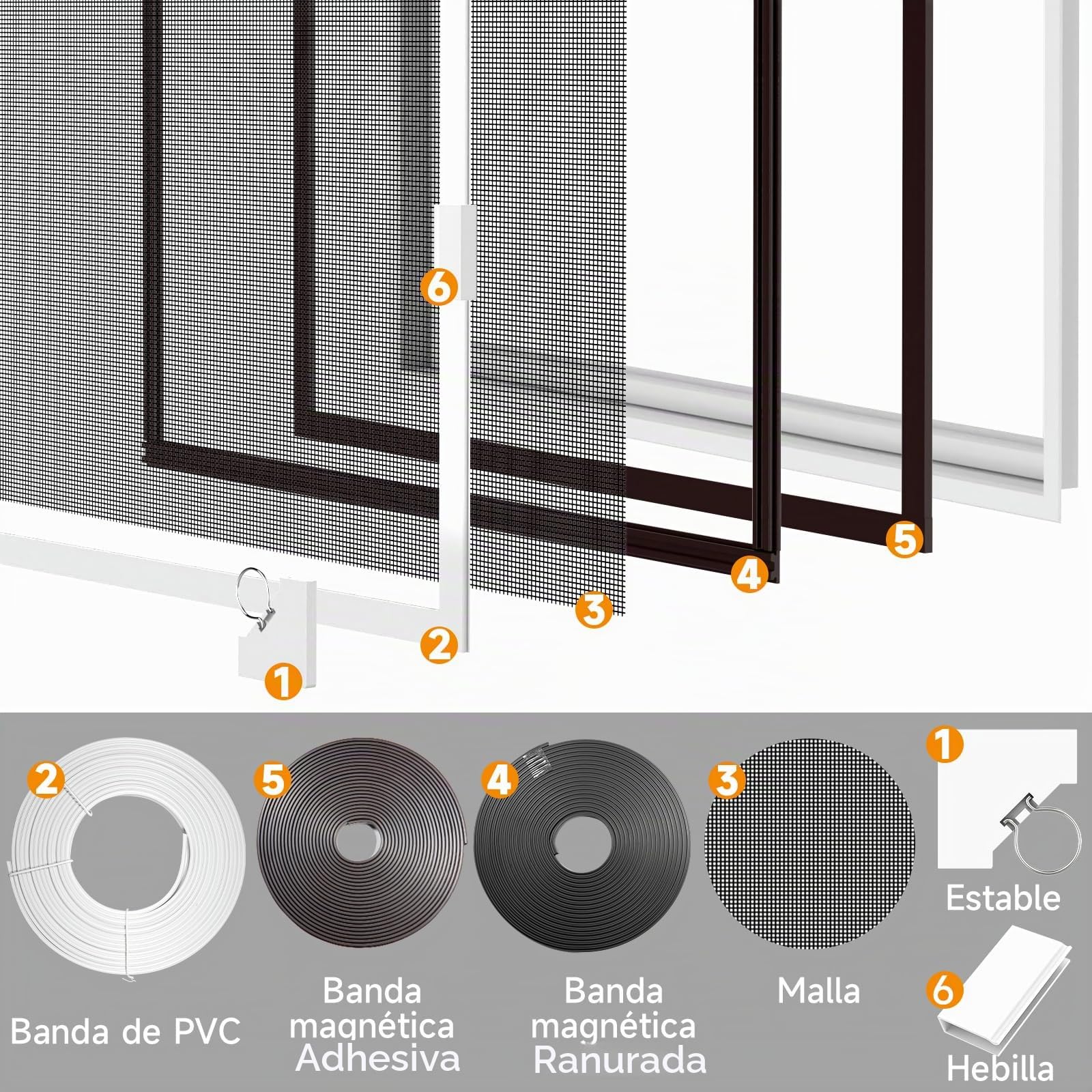Mosquiteras para Ventanas Magnética 120×130cm Malla de Fibra de Vidrio, Protección contra Mosquitos y Moscas, Ajustable Mosquitera Ventana Magnetica