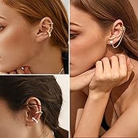 Vista 2 de Dochais 52 Pcs Ear Cuff, Helix Cartilage Clip on Earrings Ear Cartilage Clip on Wrap Earrings Ear Cuffs for Women Men Non Piercing Ear Piercing Fake