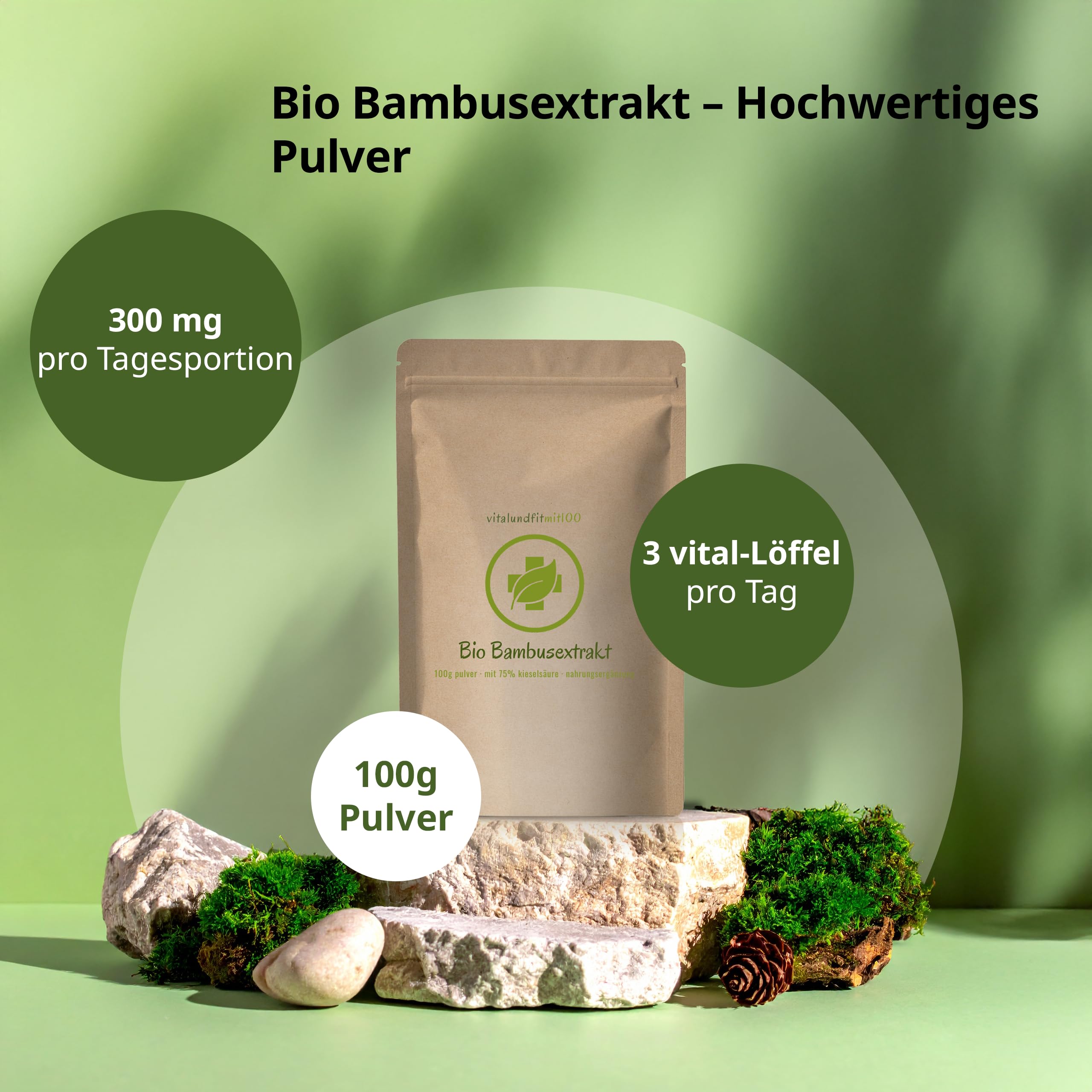 vitalundfitmit100 Bio Bambus Extrakt 100g mit 75% Kieselsure