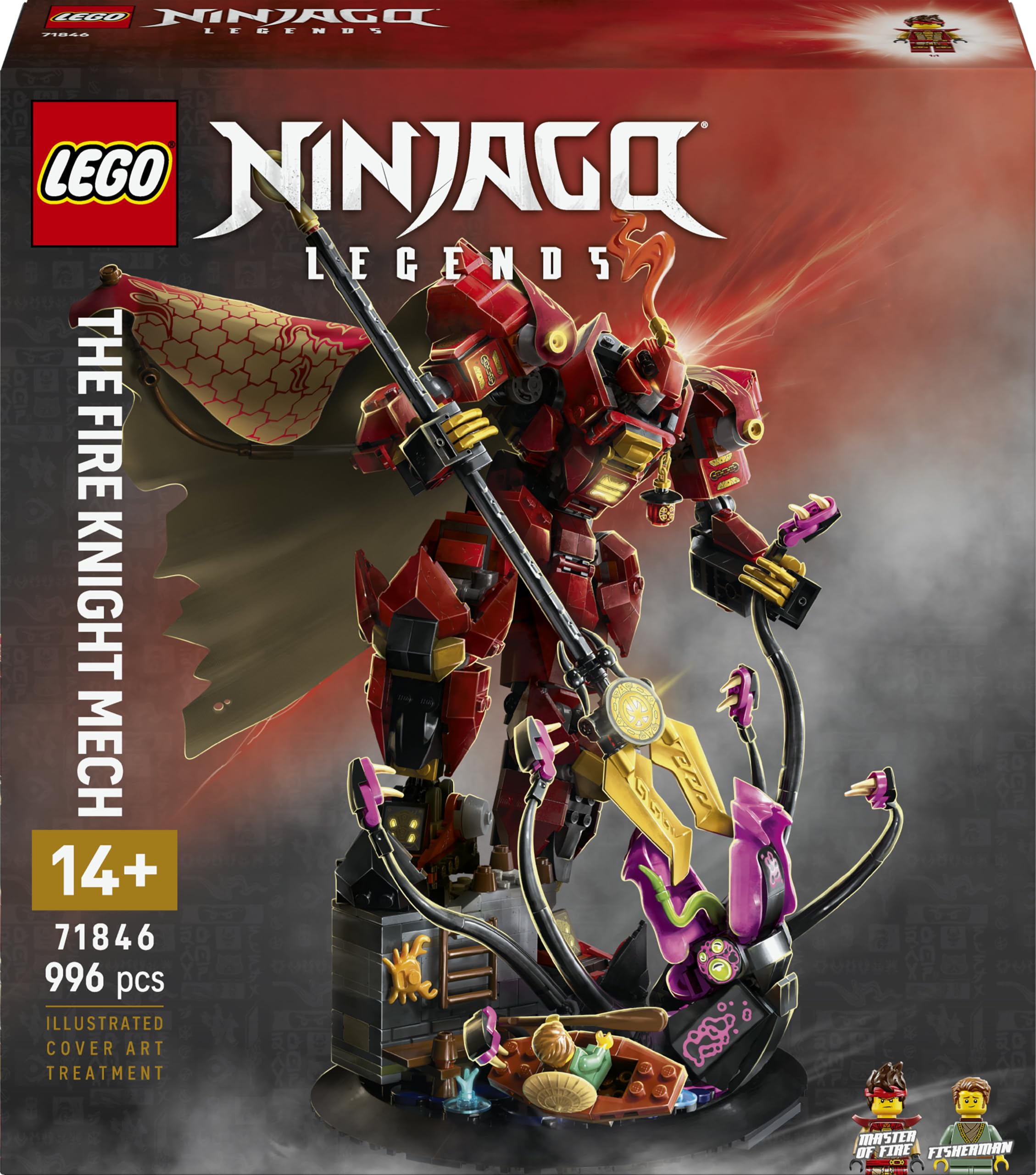 LEGO Ninjago The Fire Knight Mech 71846 | Set for 14+ Year Old Boys, Posable Ninja Action Figure, 2 Minifigures, DIY Room Decor, Gift for Teens, 996 Pieces