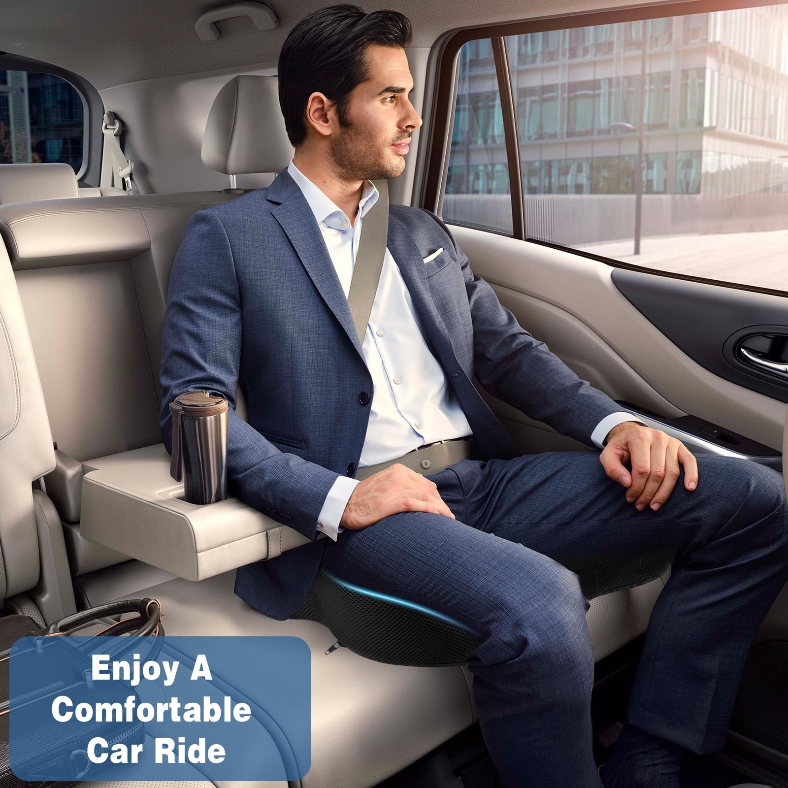 Cuscino Sedia Ufficio, Cuscino Coccige Ortopedico,Cuscino Ergonomico Sedia Ufficio, Cuscino Memory Foam Sedia, Ortopedico per Alleviare la Pressione di Coccige, Sciatica, per Auto Ufficio e Sedia