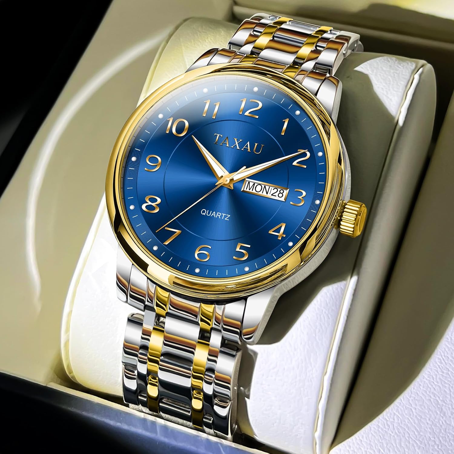 Watch Men Luxury Classic Fashion Watches for Men Large Face Stainless Steel Waterproof Mens Watches Simple Minimalist Easy Read Analog Quartz Fancy Dress Day Date Watch Relojes para Hombres - Image 6