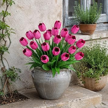 astylishhome 3 Bunches Fake Tulips for Decorative Bouquets