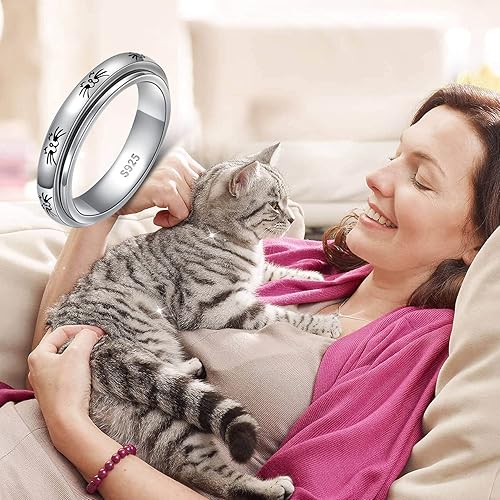 Miniatura 6 de HOOHWE Anillos giratorios para la ansiedad, plata esterlina S925 Fidget Ansiedad Preocupación Alivio del aburrimiento TDAH Autismo Anillos para