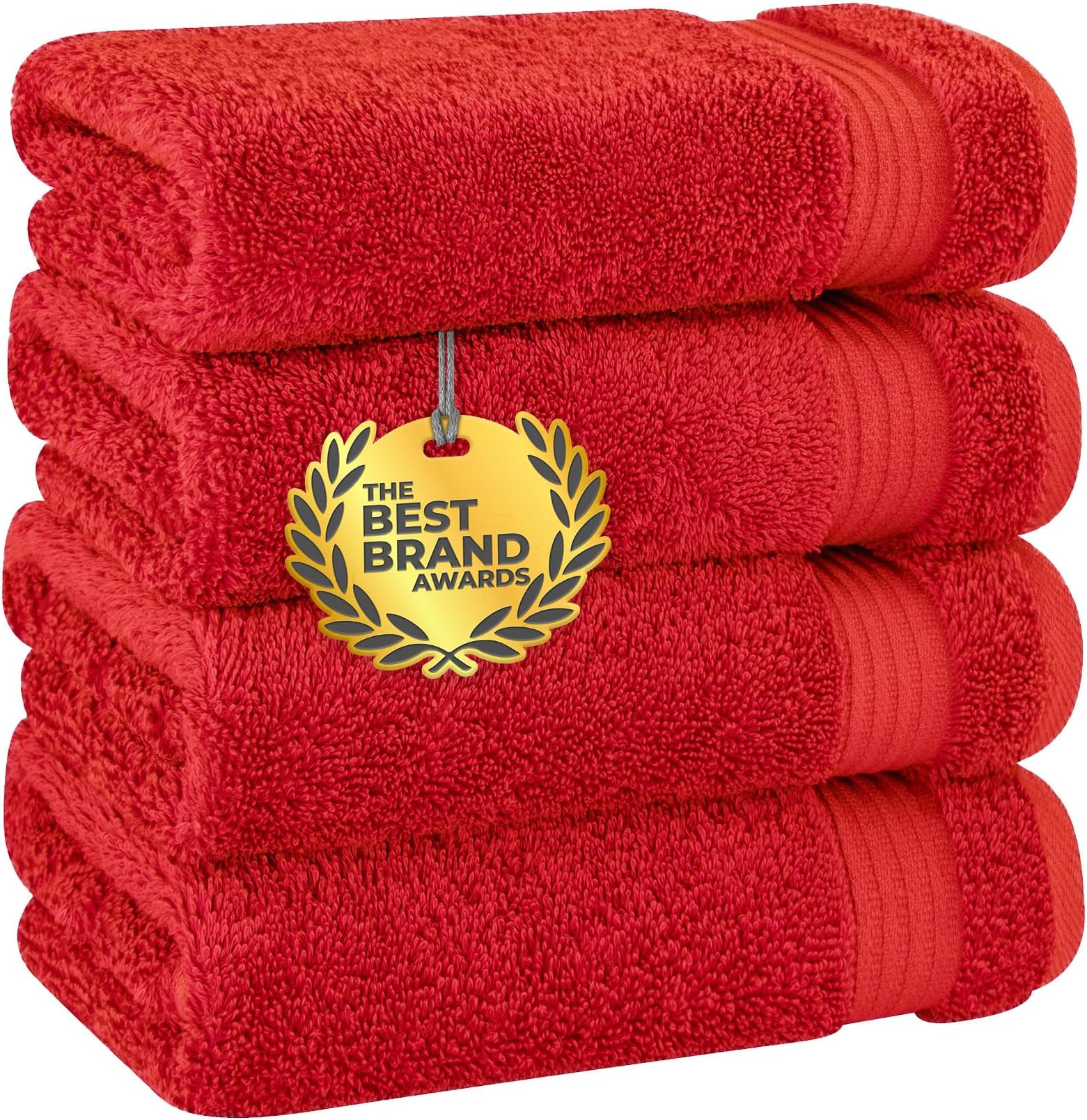 Cotton Paradise Hand Towels for Bathroom, 100% Cotton Turkish 4 Piece Hand Towel Set, Soft Absorbent Face Towels, Red Hand Towels