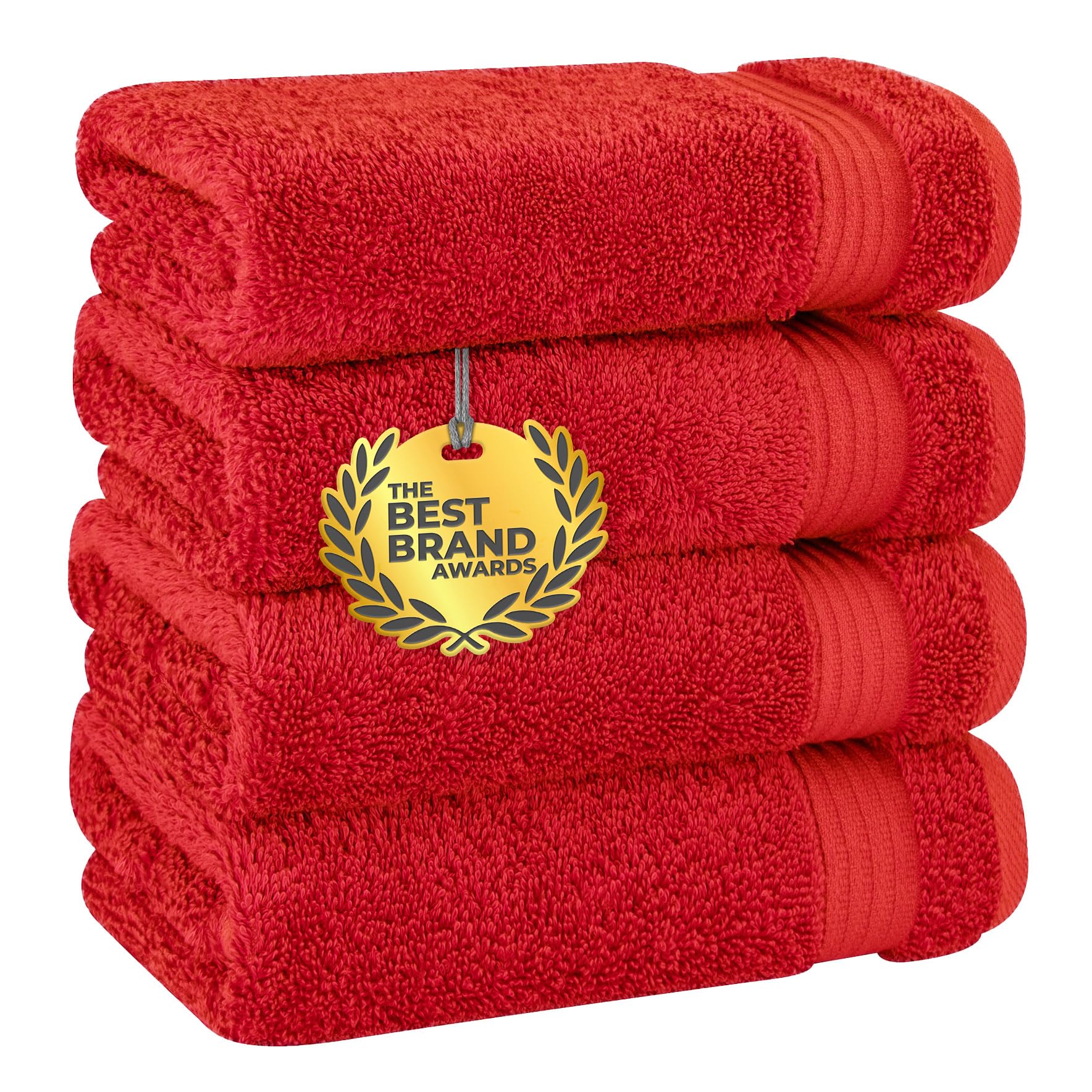 Cotton ParadiseHand Towels for Bathroom, 100% Cotton Turkish 4 Piece Hand Towel Set, Soft Absorbent Face Towels Clearance Set, Red Hand Towels