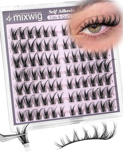 Miniatura 10 de Grupos de Pestañas Autoadhesivas Naturales Grupos de Pestañas Prepegadas Wispy Pestañas Postizas Autoadhesivas Grupos de Pestañas Autoadhesivas