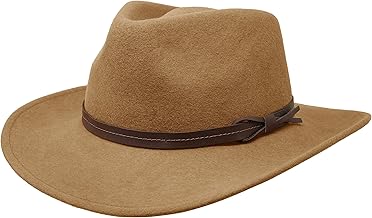 Hardy - Lightweight Wide Brim Fedora - Leather Band - 100% Wool Felt - Foldable for Travel - Water Resistant
