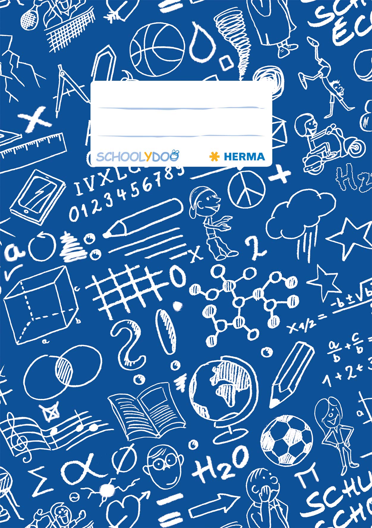 HERMA 19415 Notebook Covers DIN A5 Schoolydoo, Book Covers with Labelling Label, Made of Durable and Wipe-Clean Polypropylene Film, Set of 10 Exercise Books for School Books Blue