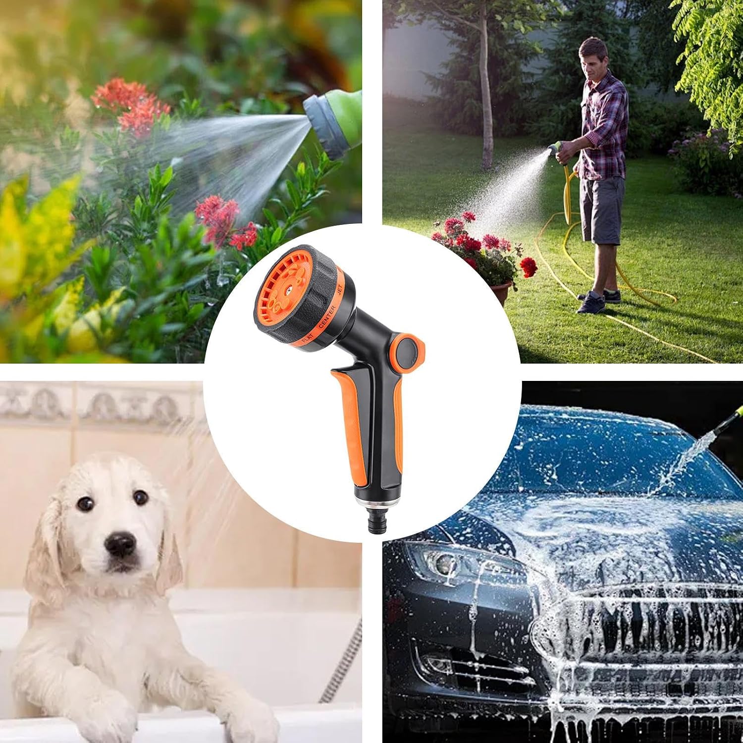 Car Wash Hose Nozzle 5 Watering Patterns Adapter