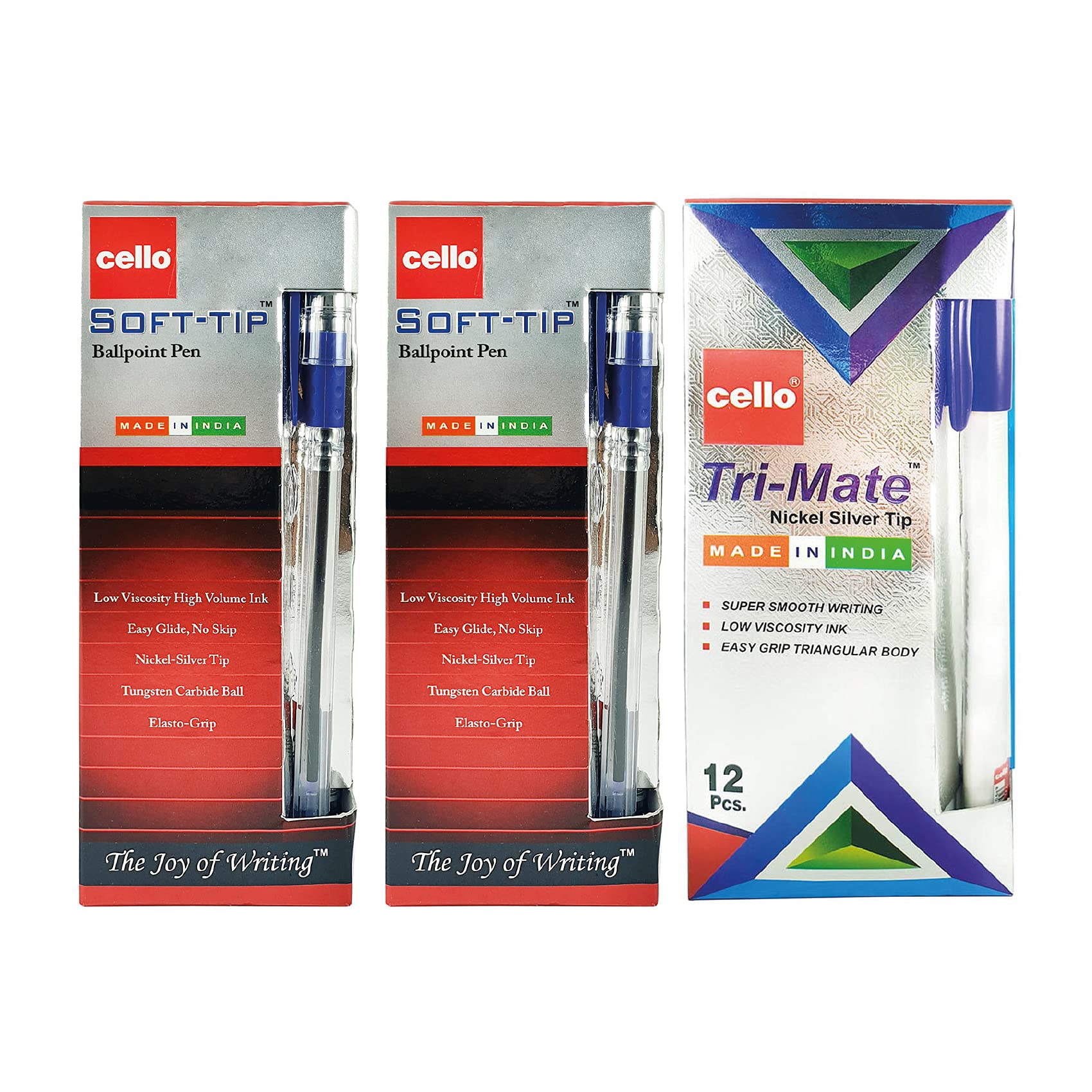 SOFT TIP BALL PEN BOX OF 12PC BLUE X 2 + TRIMATE BOX OF 12PC BLUE