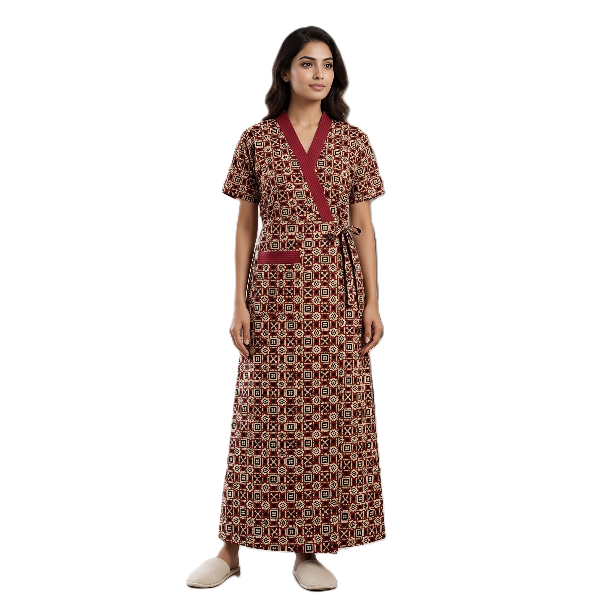 Premium Pure Cotton Full Length Robes, Housecoat, Nighty, Sleepwear, Night Gown for Women Ladies House Coat, Front Open Adjustable-image-38