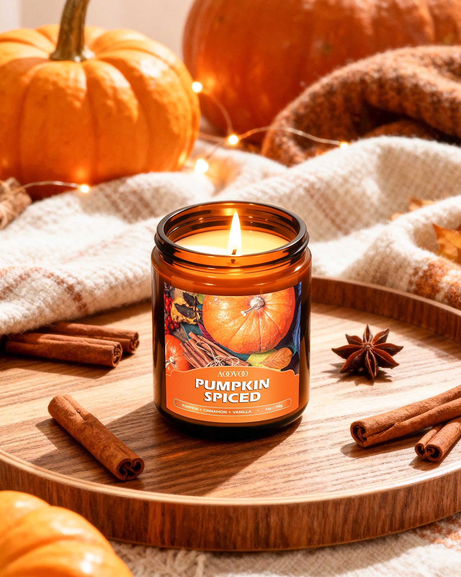 AOOVOO Fall - Juego de 4 velas perfumadas para el hogar, 28 oz, 200 horas de combustión, velas de aromaterapia con cristales, lavanda, jazmín, lirio de agua, pachulí