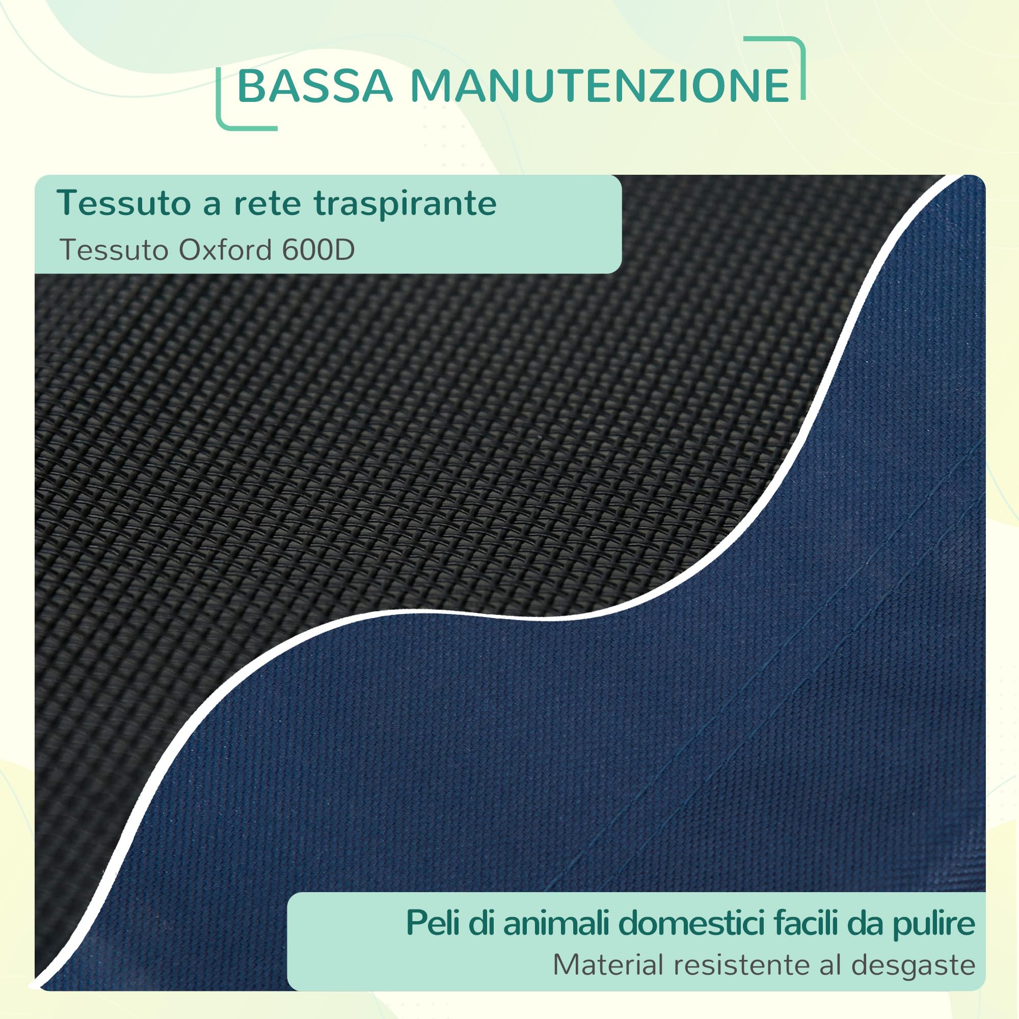 PawHut Letto Rialzato per Cani, Cuccia da Viaggio Animali Domestici fino 20kg, Campeggio, Impermeabile - 76x61x18cm