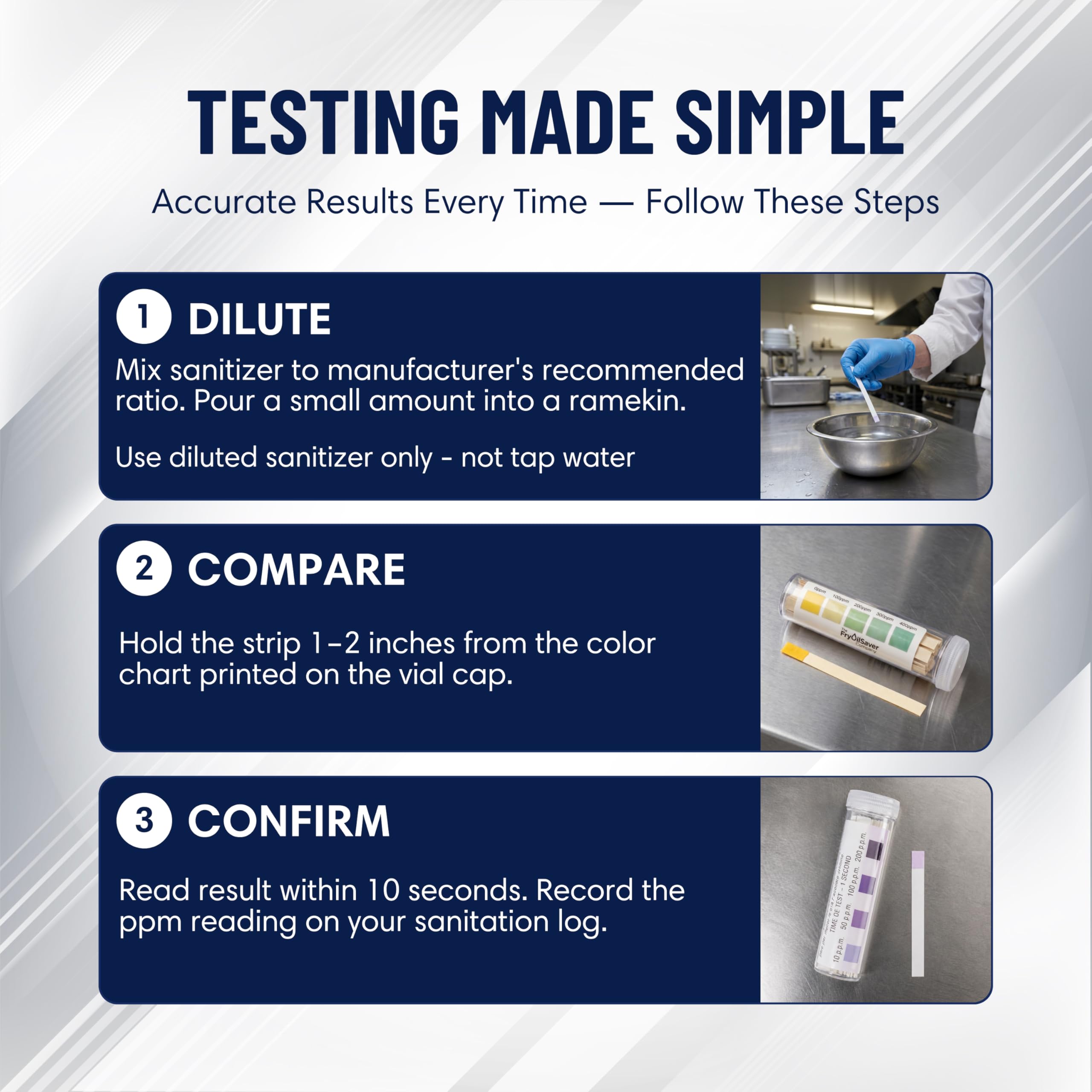 FryOilSaver Sanitizer Test Kit Combo, 100x QR5 & 100x Chlorine Test Strips — Amazon image 6