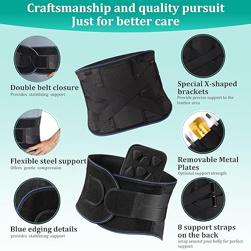 Miniatura 5 de Soporte de espalda ajustable para dolor de espalda baja y alivio de la ciática, cinturón de soporte lumbar unisex para hernia de disco, corrección