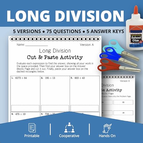 long division cut amp paste activity digital educational resources