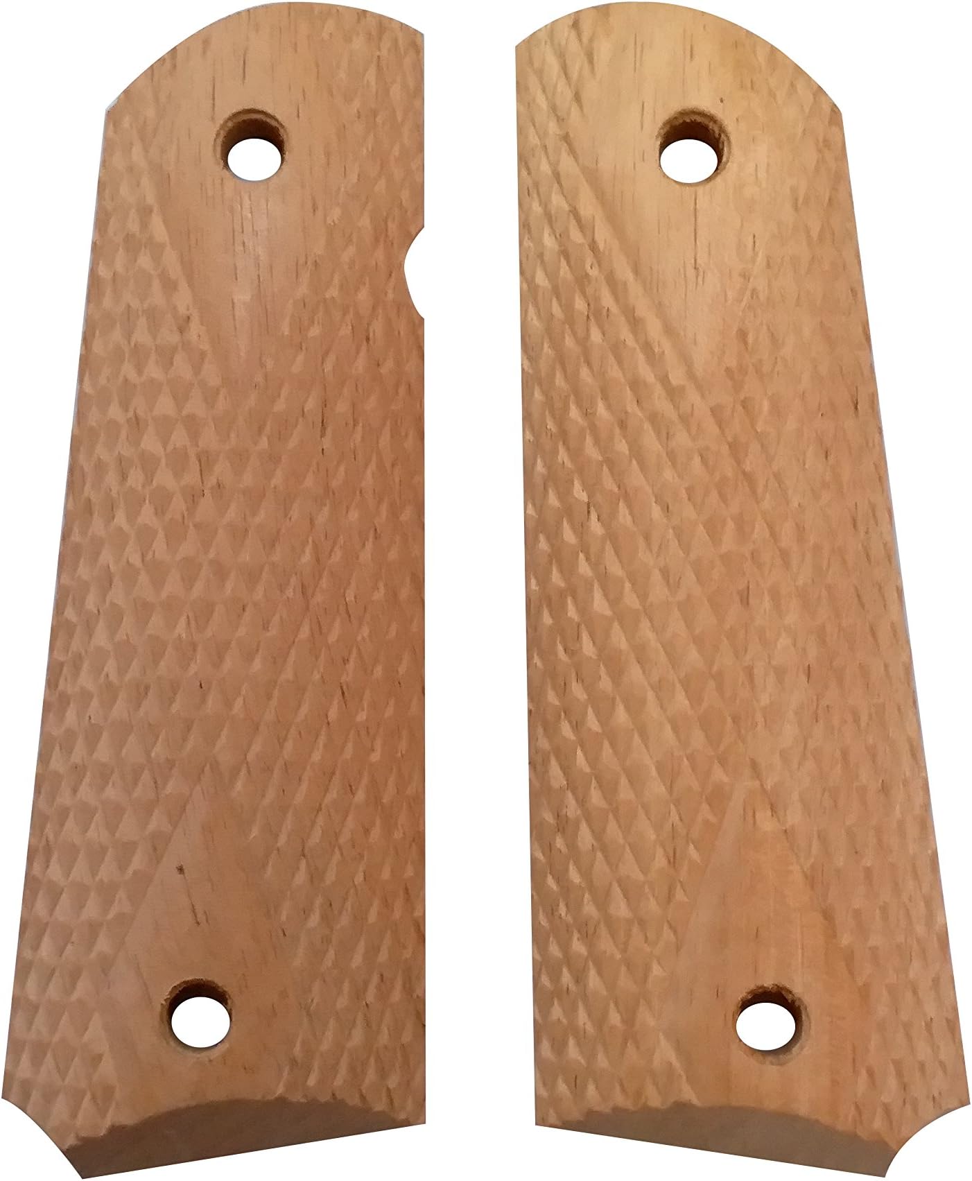 Grippped 1911 Full Size & Commander Diamond Checkered Natural Merbau Wood Grips Handmade No Finish No Stain Finish Yourself Fits Smith Wesson Kimber Colt Ruger Sig Etc.