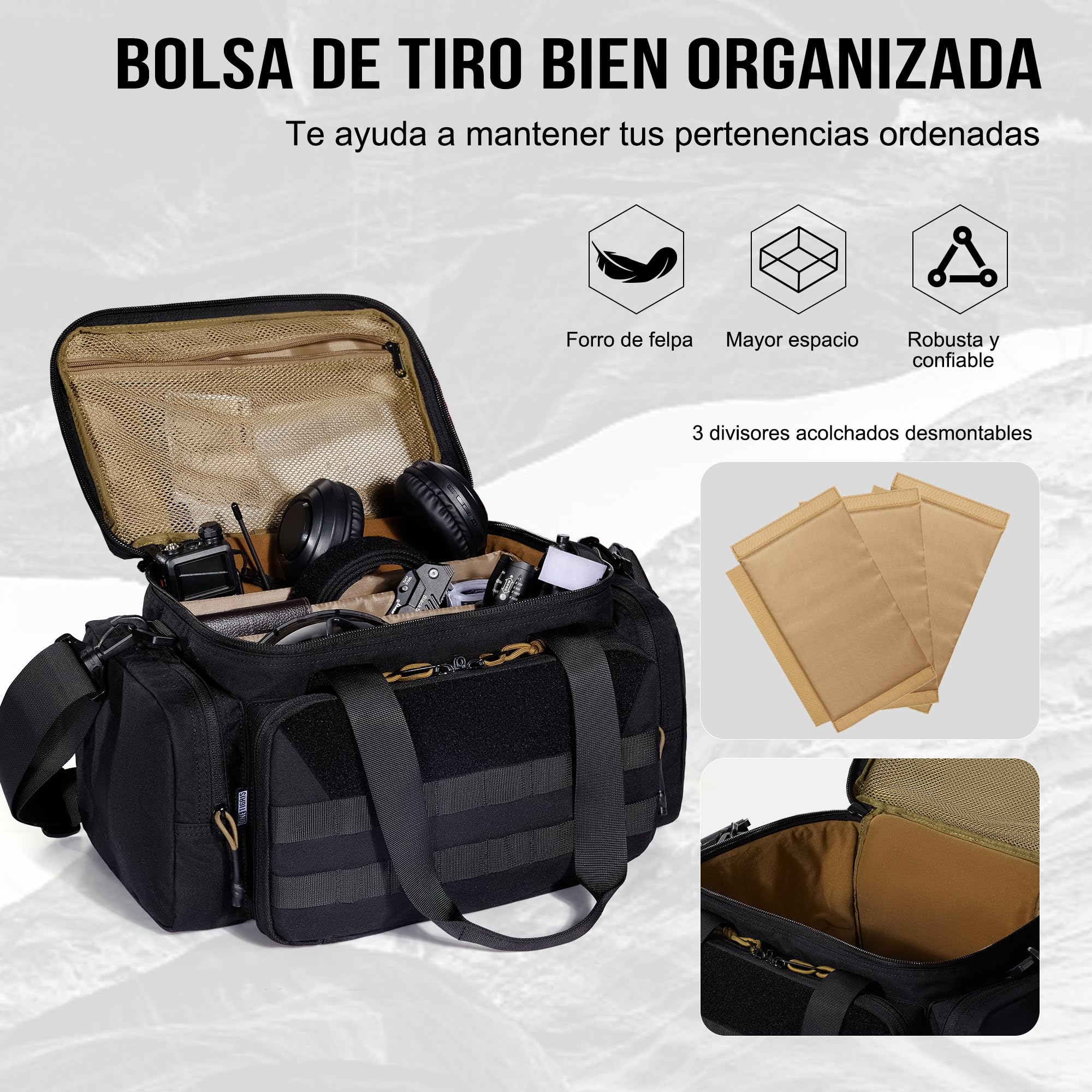 OneTigris Range Bag, Bolsa de Policía, Bolsa de Armas Tácticas para Caza, Campo de Tiro, Pesca, Senderismo