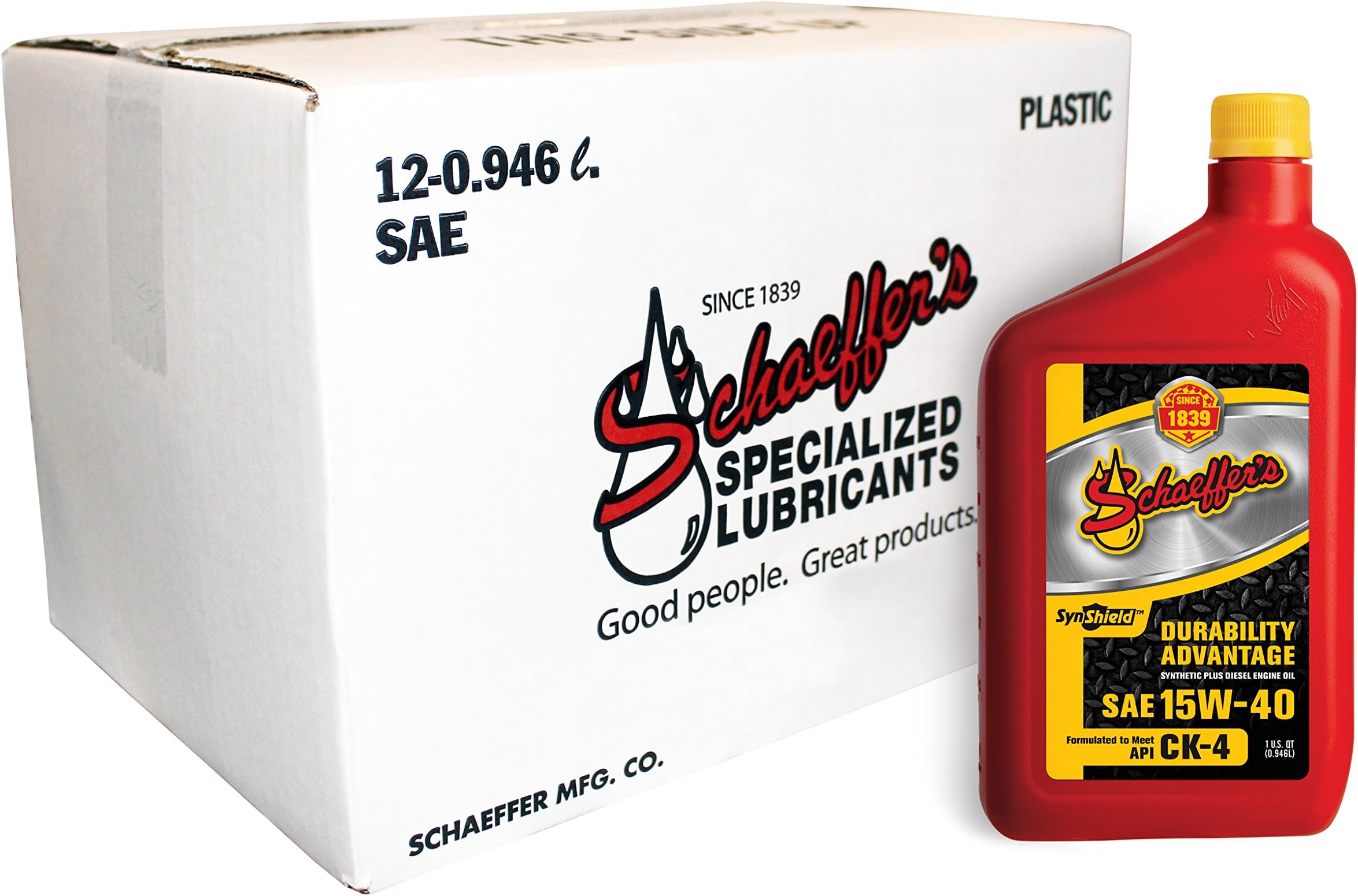 Schaeffer Manufacturing Co. 0700CK4-012 SynShield Durability Advantage 15W-40 Diesel Engine Oil, 12-Quart Bottle (Pack of 12)