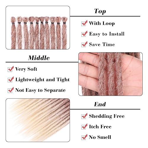 Miniatura 170 de Leeven Extensiones de rastas grises de 40 hebras, de 18 pulgadas, hechas a mano, suaves, de 0.2 in de ancho, extensiones de cabello sintético