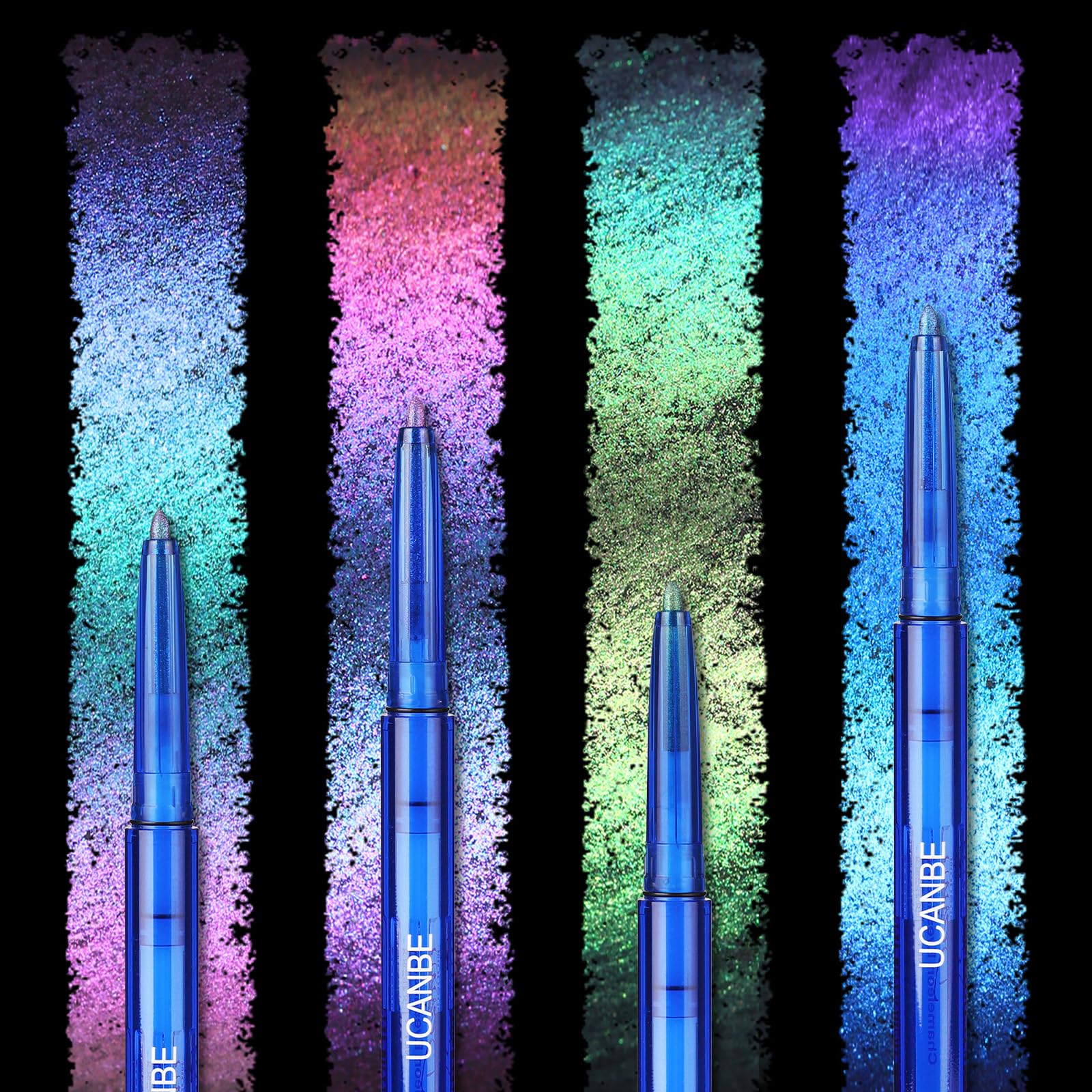 4PCS Chameleon Eyeshadow & Eyeliner Gel Pencil Set - Multichrome Shifting Colors Metallic Glitter Eye Makeup,Waterproof Long-Lasting Smudge-Proof Multi-Dimensional Color