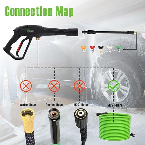 Miniatura 3 de PWACCS Manguera y pistola de lavado a presión, manguera de lavado de potencia de 50 pies con kit de varita, compatible con Ryobi, Green Works y