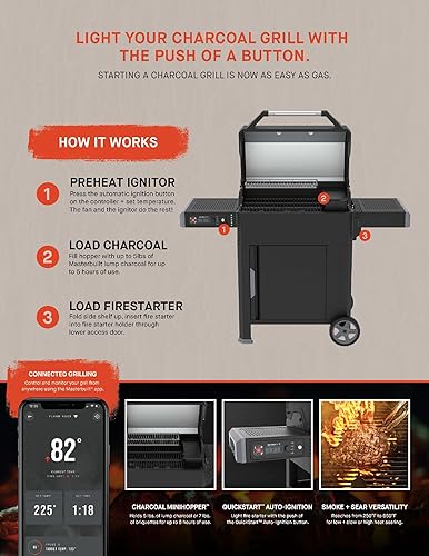 Miniatura 16 de Masterbuilt AutoIgnite 545 - Combo de parrilla digital de carbón y ahumador para asar fácilmente, control digital, aplicación, placa de cerrojo,