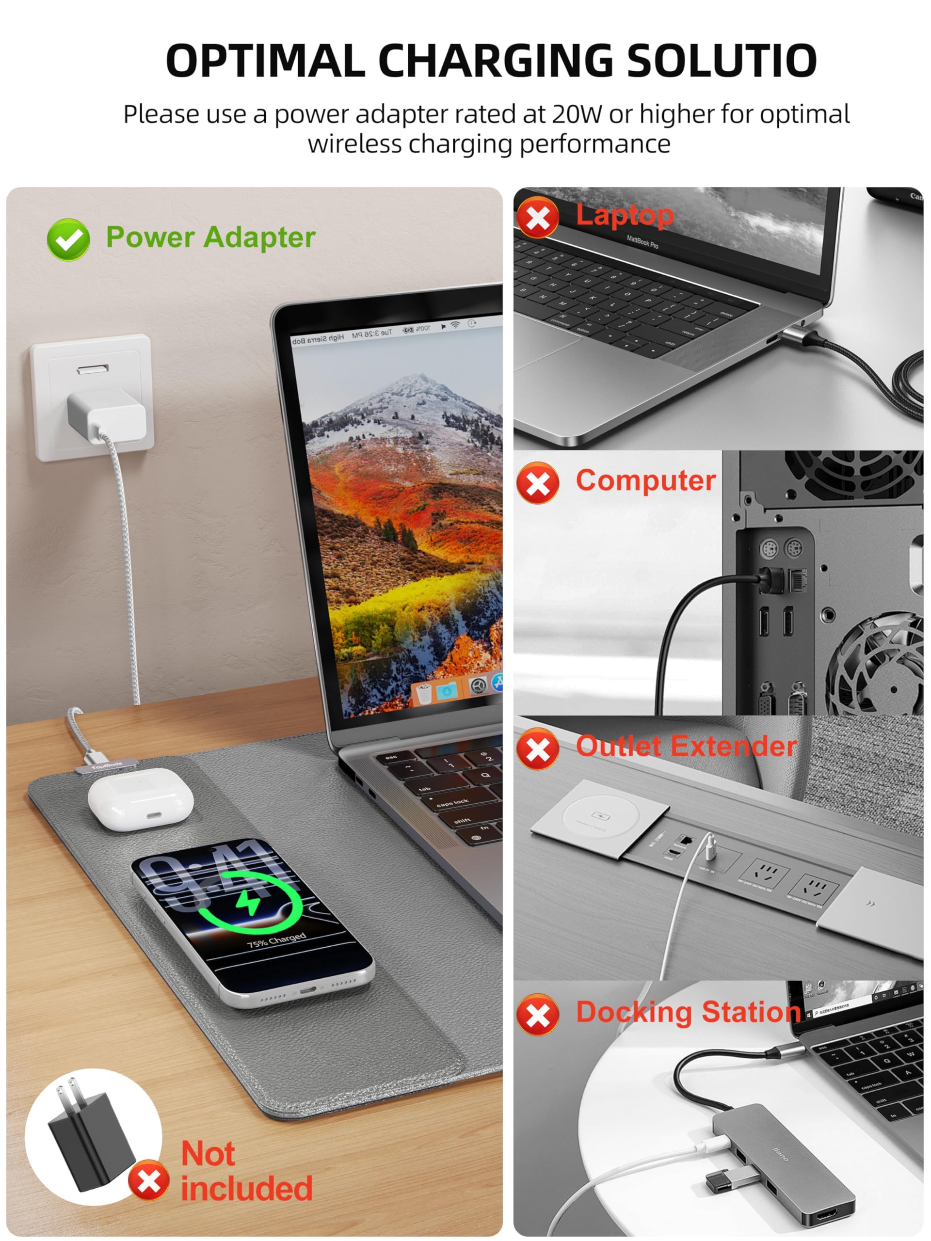 TopMade 15W Wireless Charging Desk Mat Gallery Image