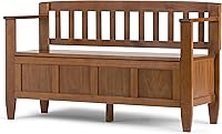 Vista 11 de SIMPLIHOME Brooklyn Entryway Storage Bench - 48 inch Wide Solid Wood Hallway Bench in Medium Saddle Brown, Contemporary Mudroom Bench for Entry or