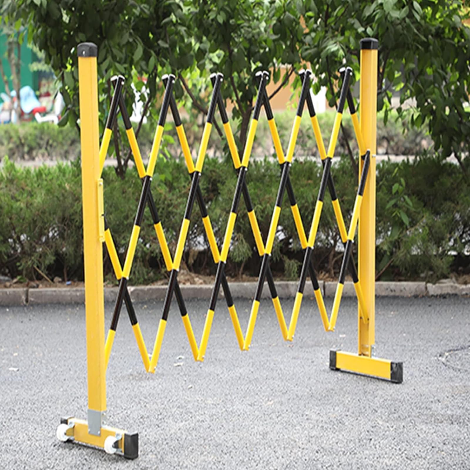 Barrière de sécurité Mobile rétractable en métal, barrière de sécurité Pliable et Portable avec 2 Roues, pour la régulation temporaire de la Circulation (Taille : 13 Pied