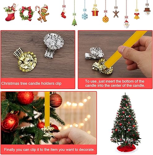 Miniatura 5 de Portavelas con clip plateado para árbol de Navidad clips de velas de metal para Navidad fiesta de cumpleaños juego de 16 piezas dorado