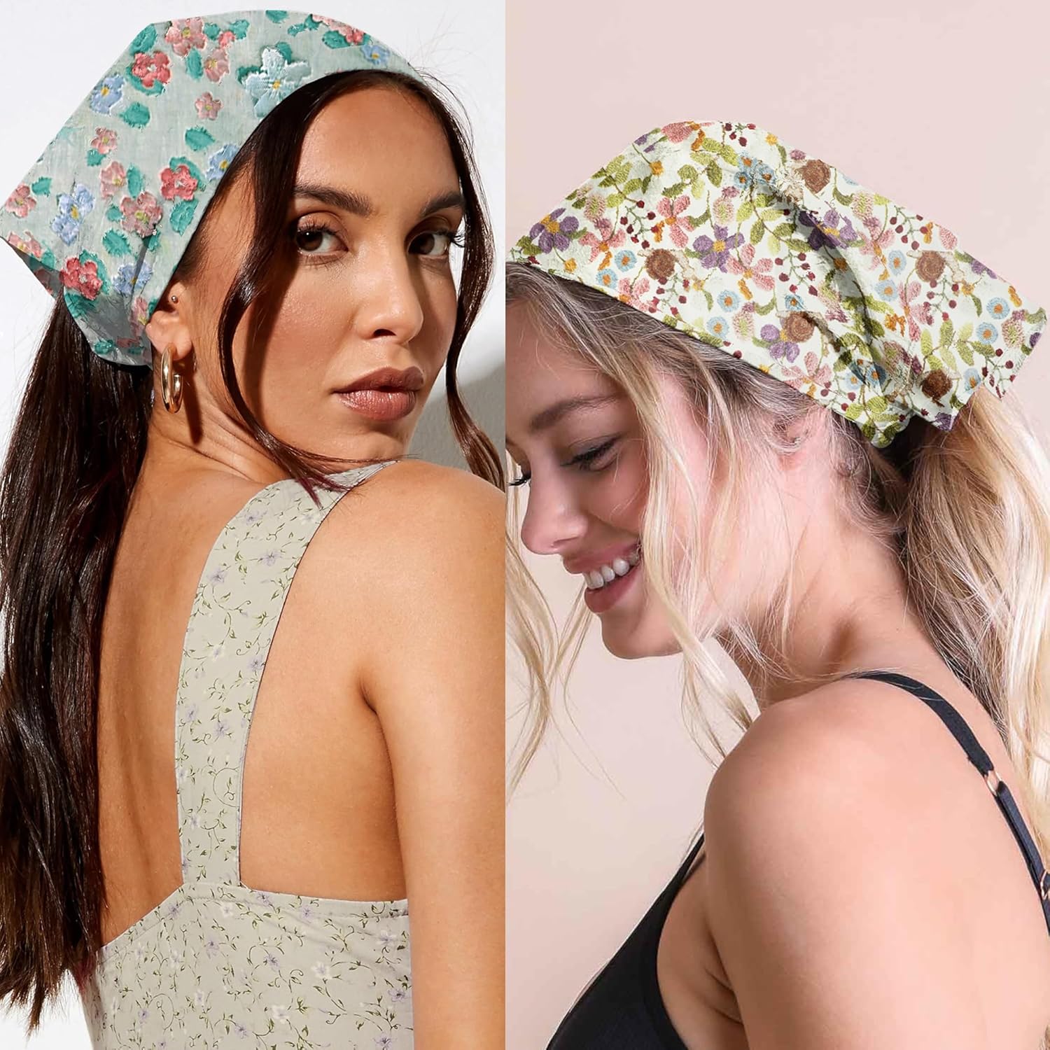 DoreenBeads Bandanas Cotton Head Kerchiefs for Women Multi Purpose Printed Hair Scarfs Headbands Large Handkerchiefs 20" - Image 2