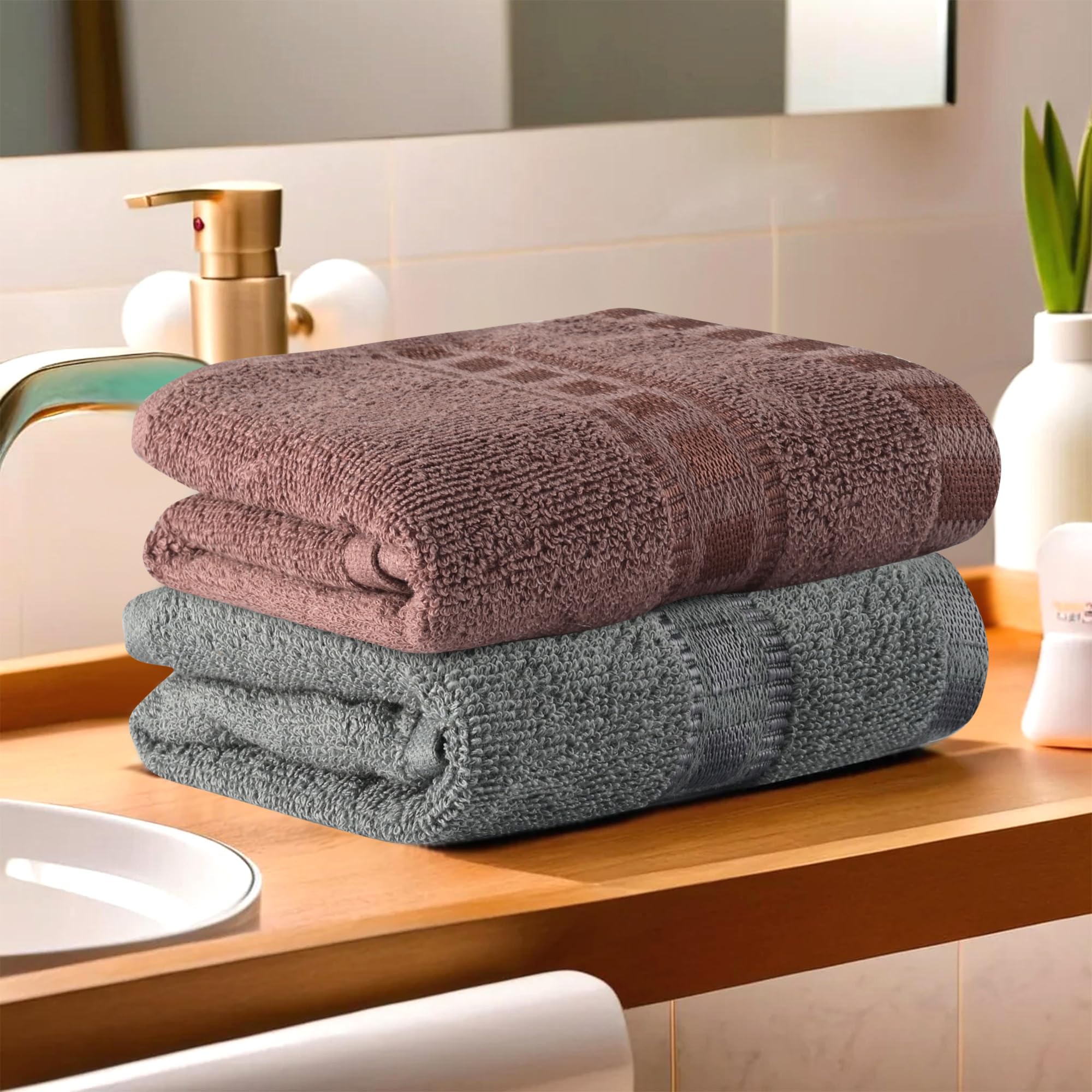 Kuber Industries Cotton Hand Towels - 2 Pack -8 Kuber Industries Cotton Hand Towels - 2 Pack -8