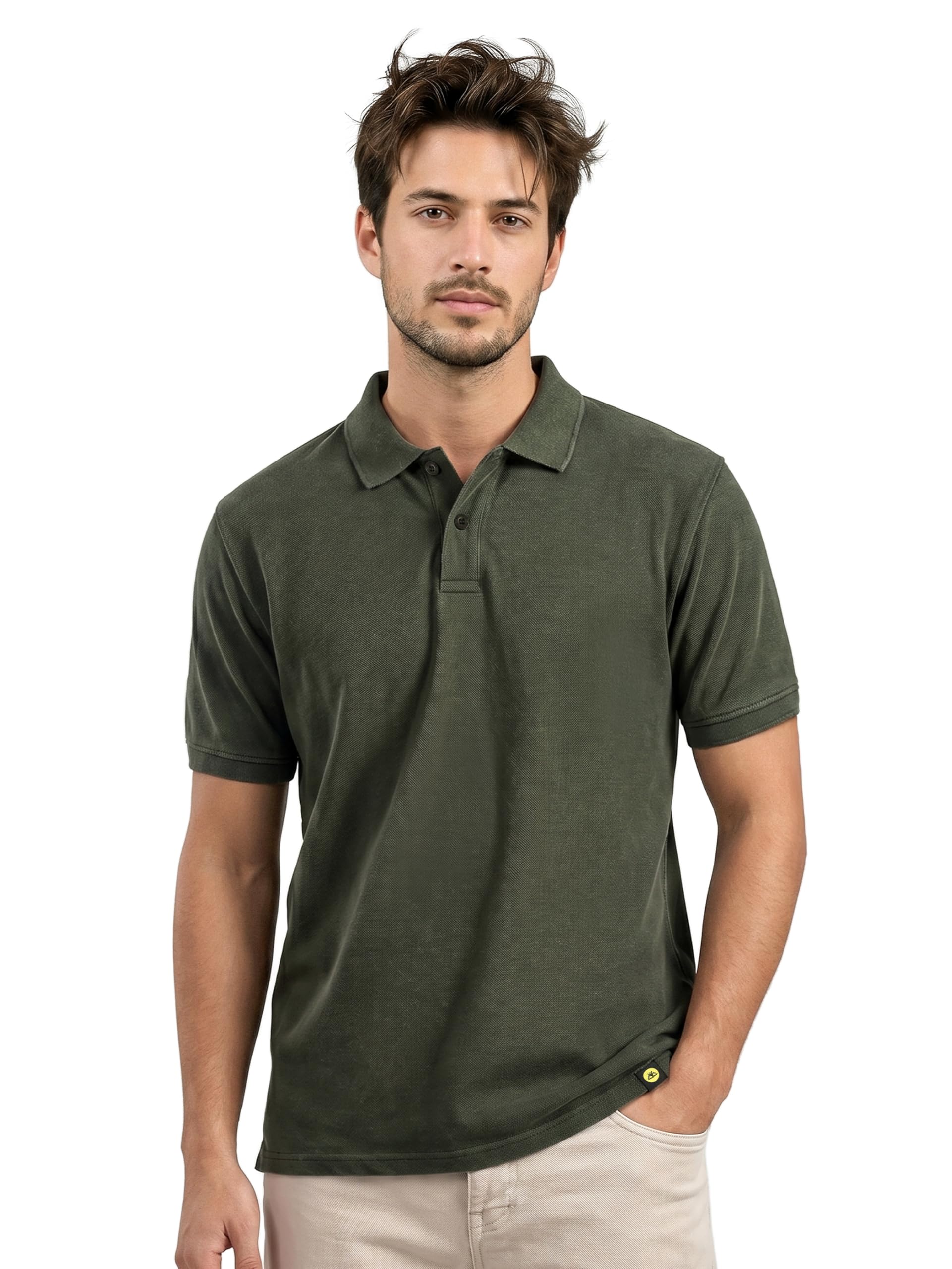 beyoung Acid Wash Polo T-Shirt for Men | Ribbed Collar | Regular Fit | Cotton Pique-picture-44