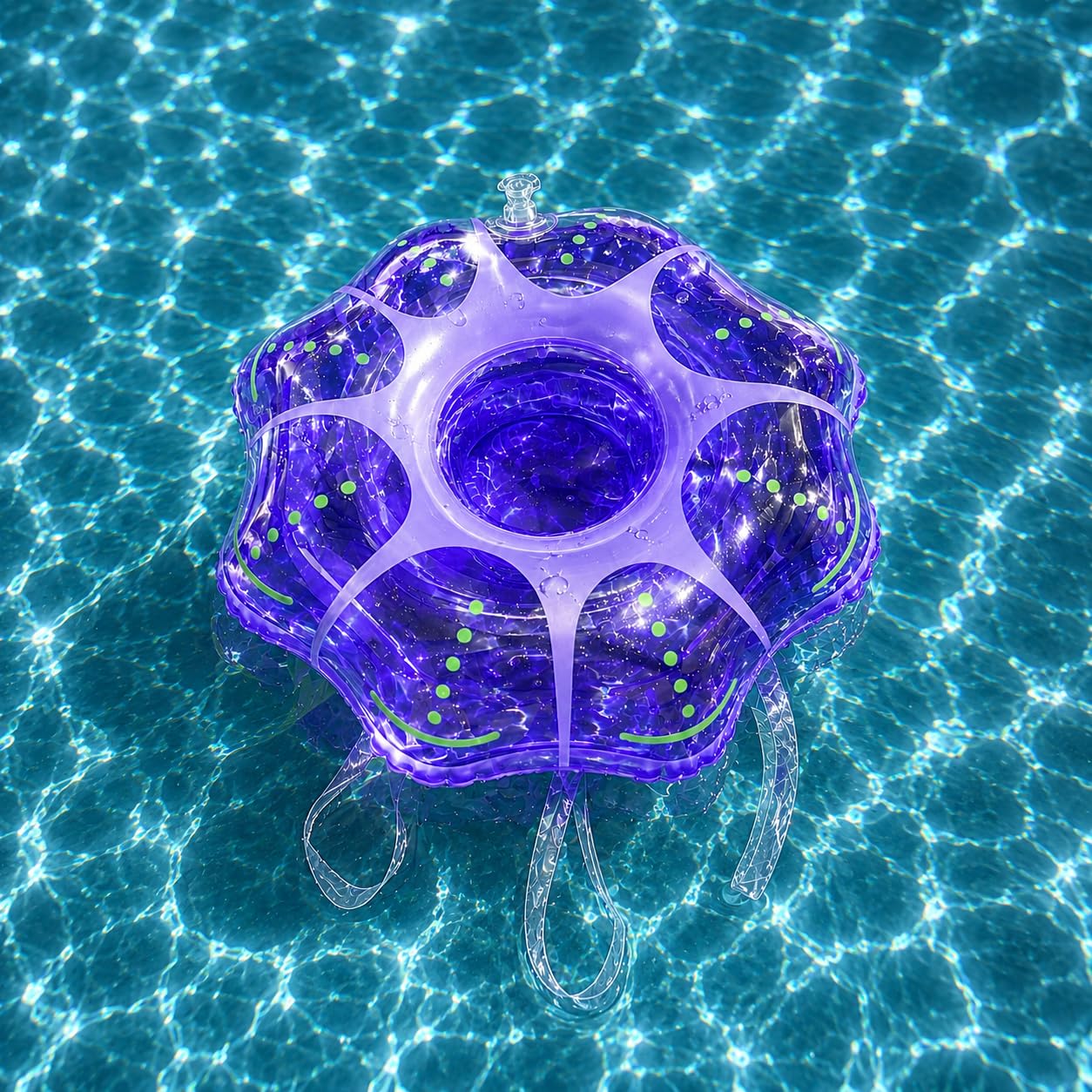 2 Pack Jellyfish Floating Drink Holders for Pool, Inflatable Cup Holder Float, PVC Beverage Floats with Center Cup Holder, Pool Party Drink Float for Cups, Cans & Glasses, Purple Pool Accessories-image-7