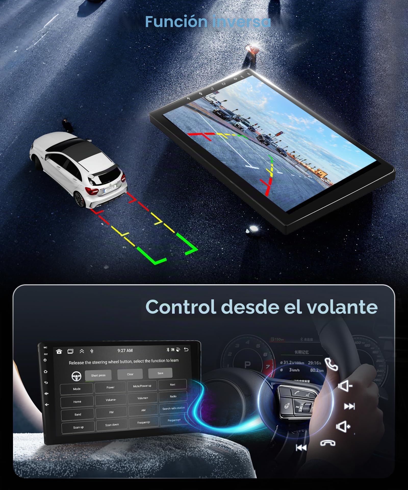 [6+128G 8 Core] Android Radio Coche para Ford Transit Custom Tourneo 2013-2018 9'' Pantalla con Carplay Android Auto Inalámbrico Nav. GPS WiFi Mirror Link Bluetooth FM/RDS/EQ/DSP SWC Cámara Trasera