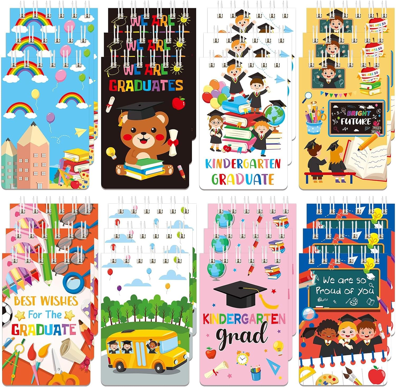 MARFOREVER 24 Pack Mini Graduation Notebook Kindergarten Graduation Party Favors Class of 2026 Congrats Grad Spiral Notepads for Students Teacher Reward School Classroom Supplies Graduation Gifts