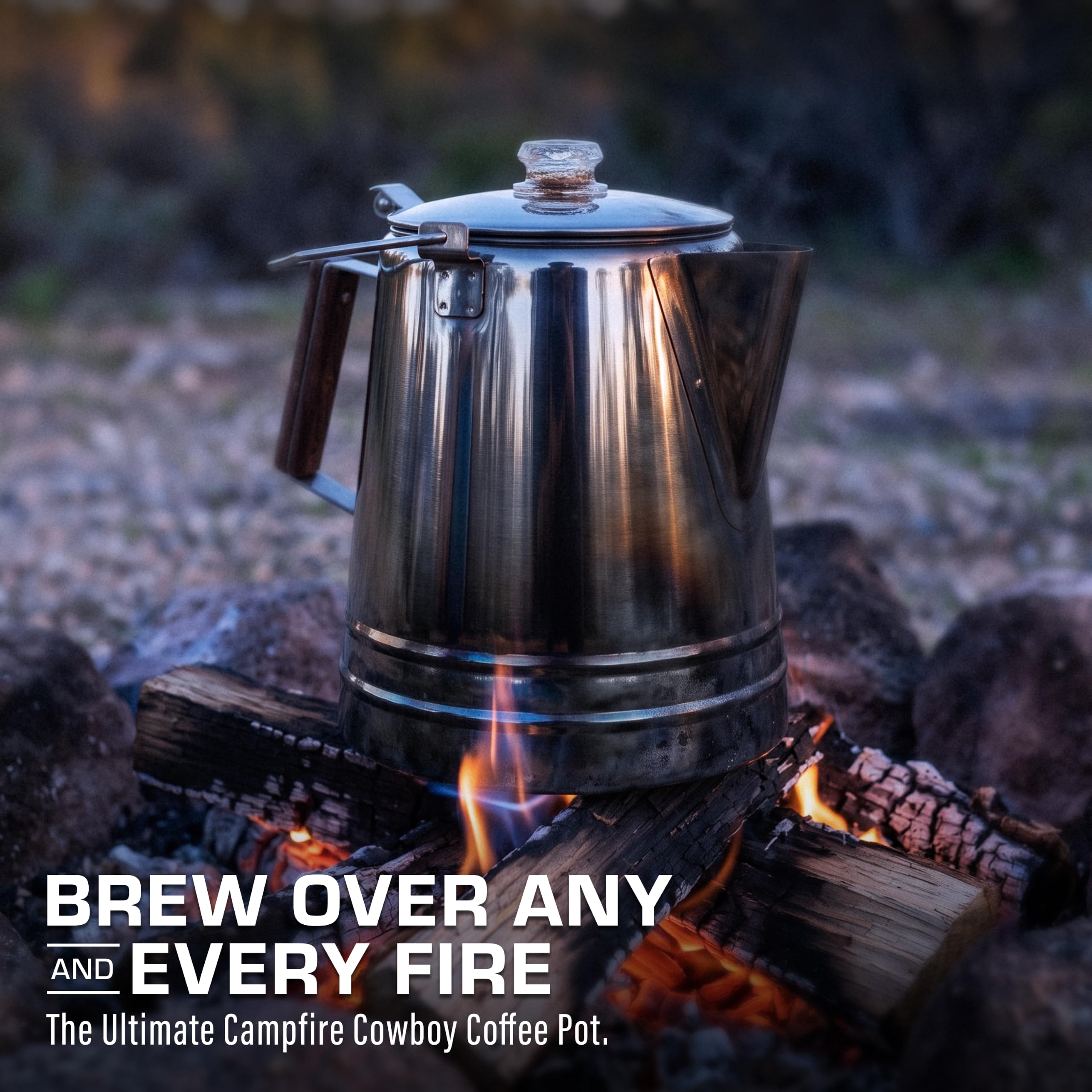 Coletti Butte Scoutmaster Camping-Kaffeekanne – Lagerfeuer-Kaffeekanne – Edelstahl-Kaffeemaschine für draußen oder den Herd (24 Tassen)