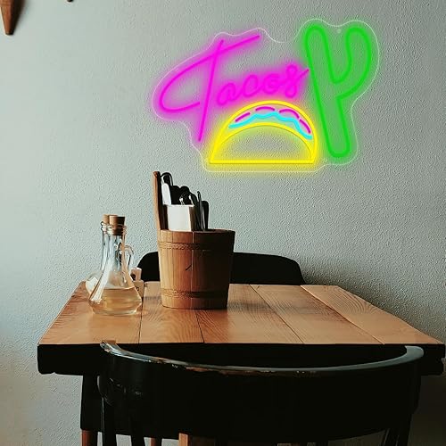 Miniatura 4 de INSNEnN Tacos Burritos - Letrero de neón con forma de burritos, luces de neón de comida rápida para decoración de pared, letrero LED de noche, Tacos