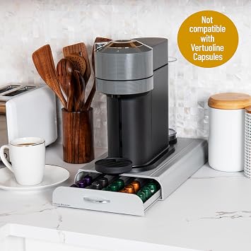 Mind Reader Nespresso Compatible Capsule Drawer, Countertop Organizer, Coffee Pod Holder, Storage, 9.25L x 15W x 2H, Gray