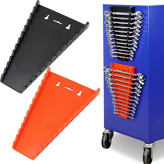 HORUSDY Magnetic Wrench Organizer, 2-Pack Magnetic Wrench Holder, 12-Piece Tool Kit, SAE(1/4" - 1/16") and Metric(6mm-24mm)